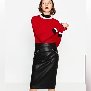 Zara Faux Leather Black Pencil Skirt
